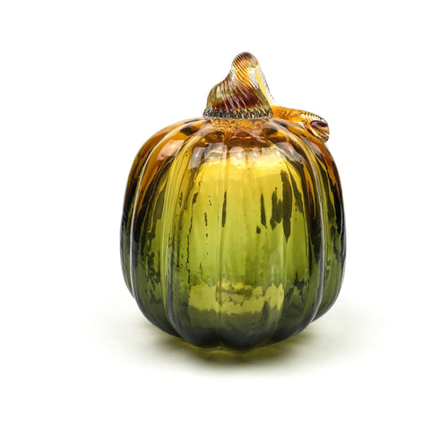 Green Light Up Glass Pumpkin