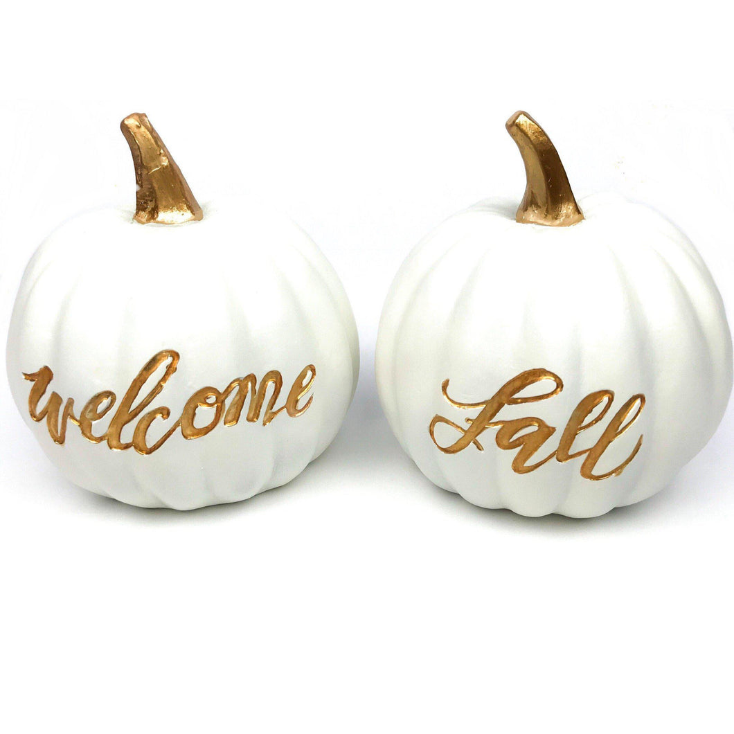“Welcome Fall” Distressed Pumpkin Set