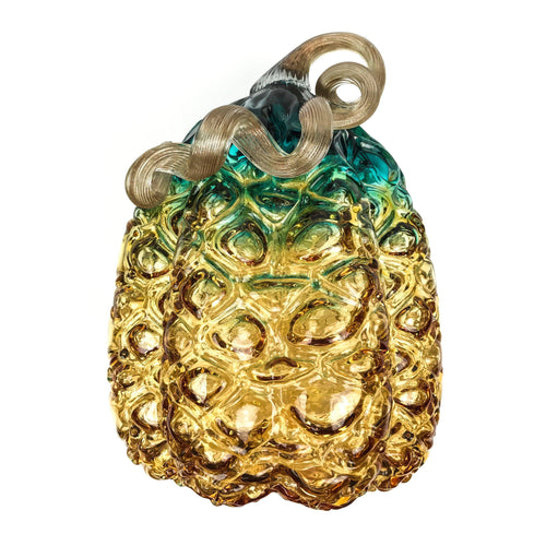 Large Green/Gold Ombré Glass Pumpkin