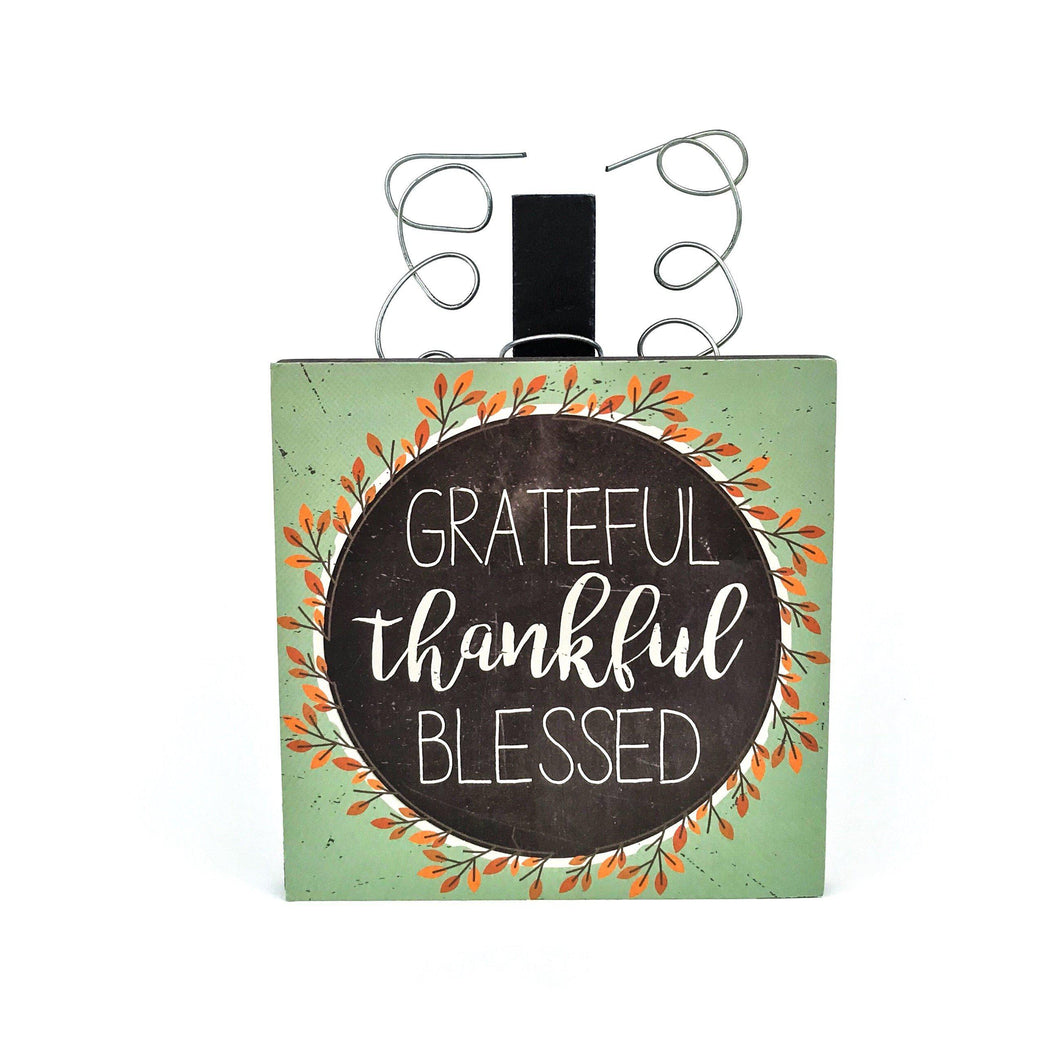 “Grateful Thankful Blessed” Distressed Box Sign
