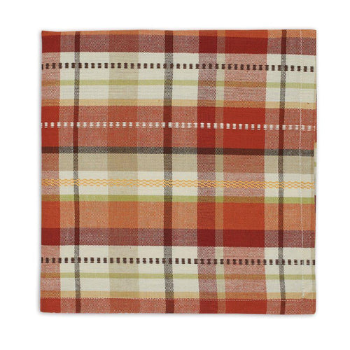 Orange Plaid Cloth Napkin Set