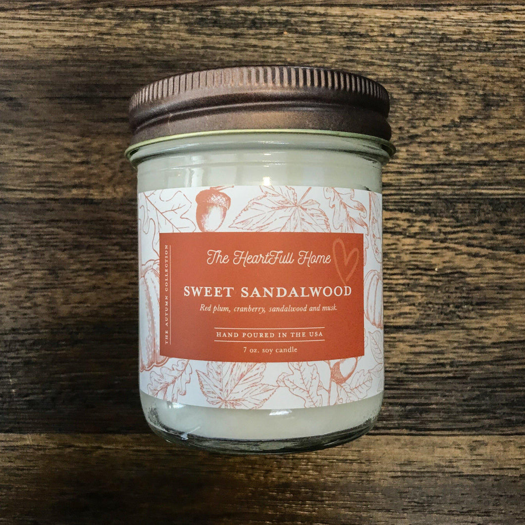Sweet Sandalwood Scent Soy Candle | The HeartFull Home