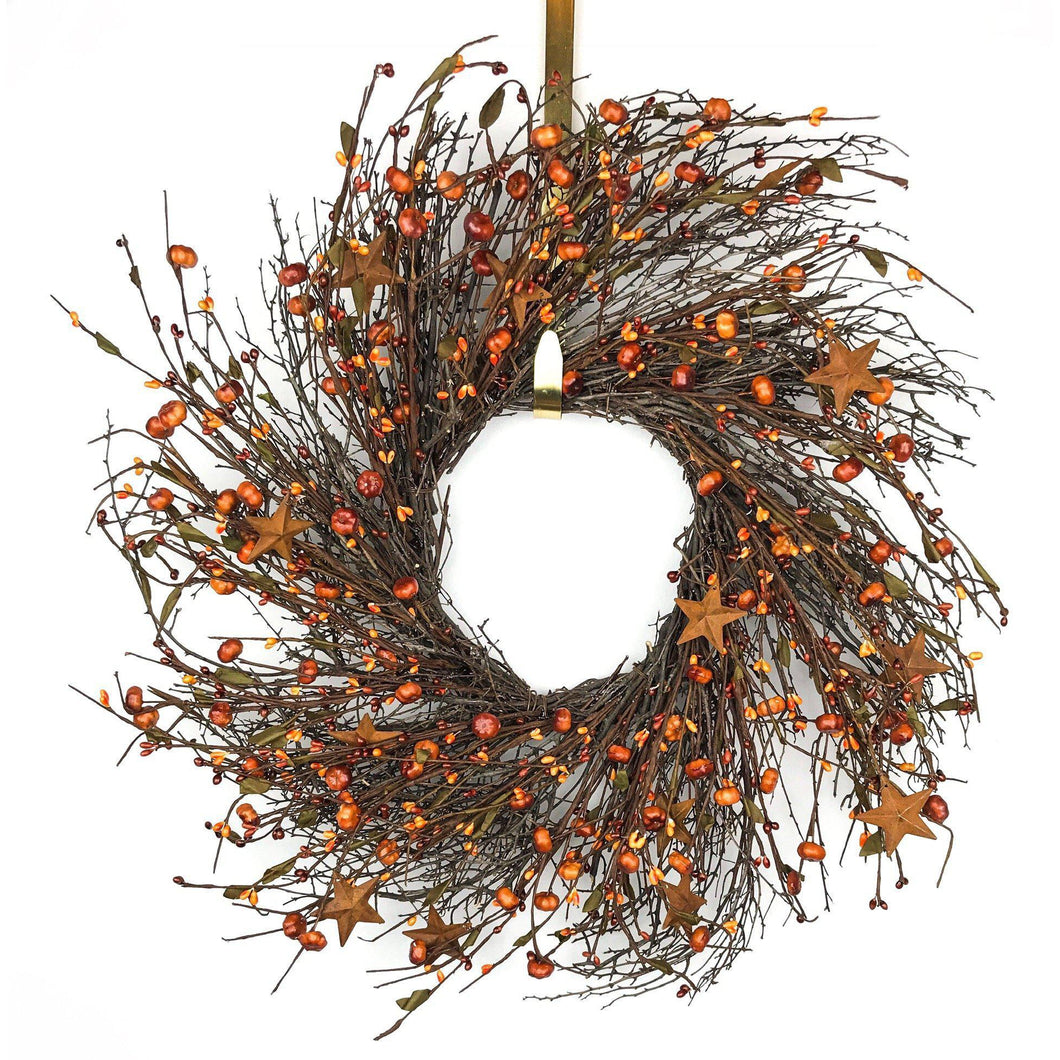 Twig Wreath With Metal Stars