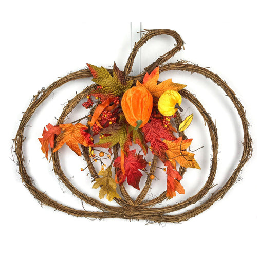 Velvet Pumpkin Twig Wreath