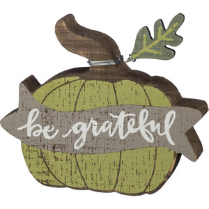"Be Grateful" Distressed Pumpkin Sitter