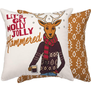 "Let's Get Holly Jolly Hammered" Pillow